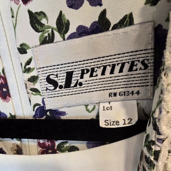 Vintage 80s Shirt Dress Floral Romantic Belted, Blue, Size 12 - Picture 5 of 15